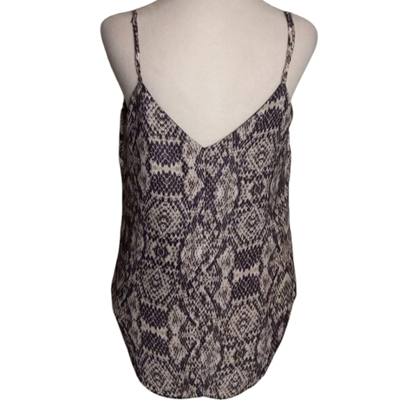 Amanda Uprichard Gray Reptile Snake Print V Neck Button Detail Tank Top Medium - Picture 5 of 8